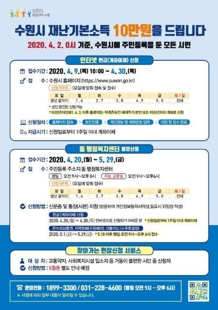 수원시 재난기본소득 신청 안내 / 홍보물