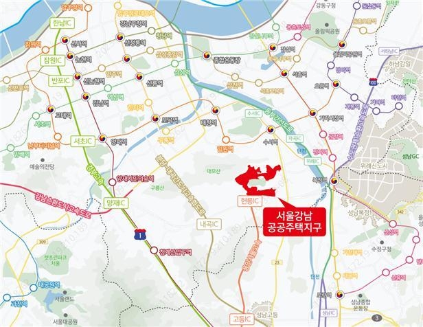 <strong>서울강남지구 위치도 및 매각필지 현황 이미지</strong>