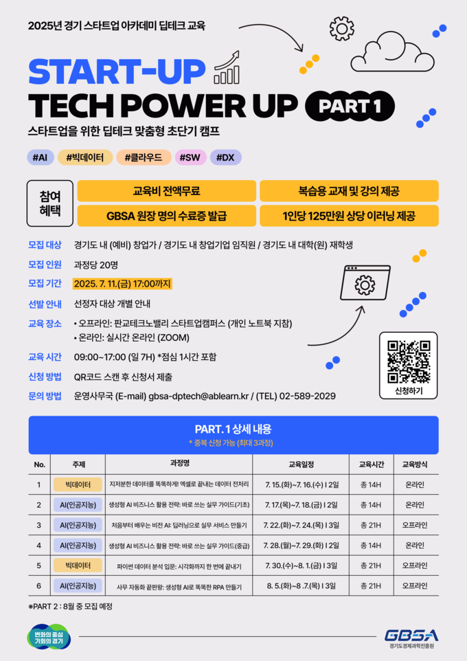 <strong>경기스타트업 아카데미 딥테크 교육 모집포스터</strong>