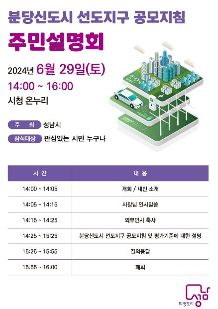 성남시, 분당신도시 선도지구 공모지침 주민설명회 개최