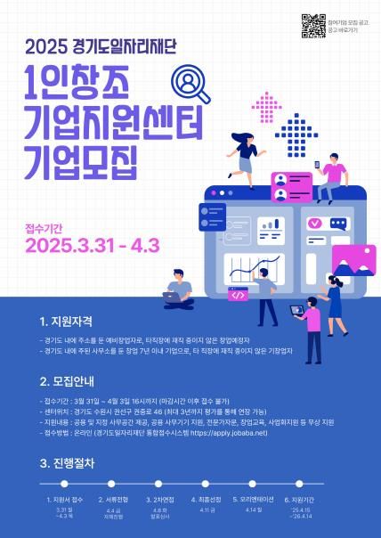 2025년 1인창조기업지원센터 상반기 신규기업 모집_포스터