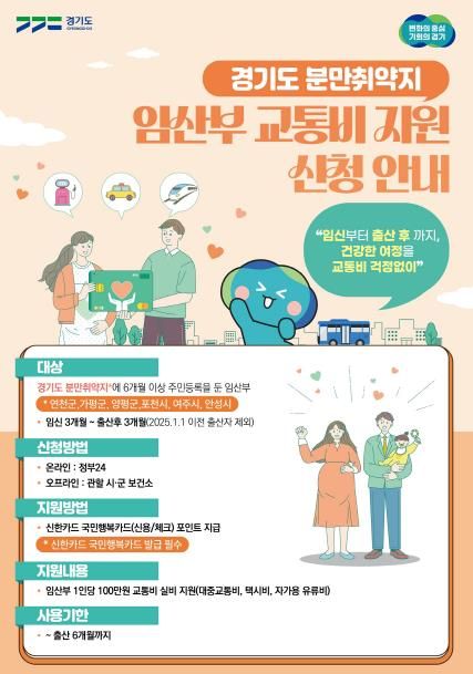경기도 분만취약지 임산부 교통비 지원 신청 안내