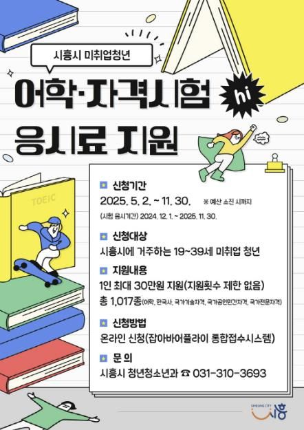 시흥시, 미취업 청년 어학·자격시험 응시료 지원