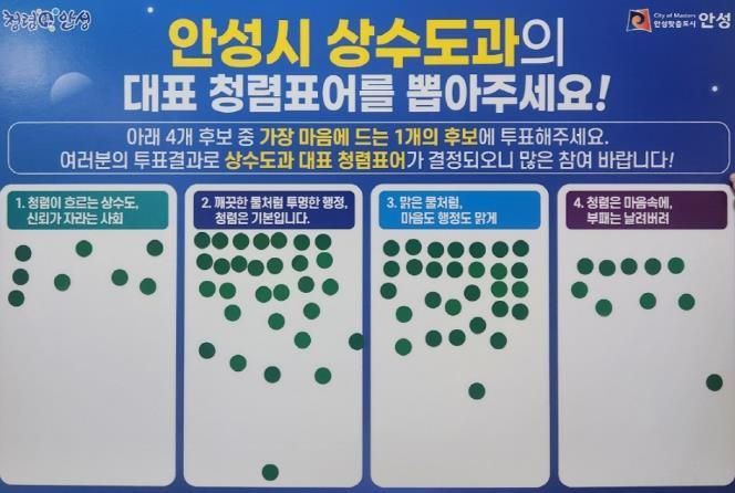 안성시 상수도과, 시민과 함께 뽑은 청렴표어 선정