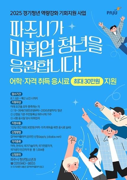 파주시, 미취업 청년 어학·자격시험 응시료 지원