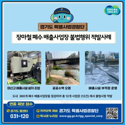 장마철 틈타 몰래 폐수 쏟아냈다…경기도, 무단방류 불법업체 12건 적발