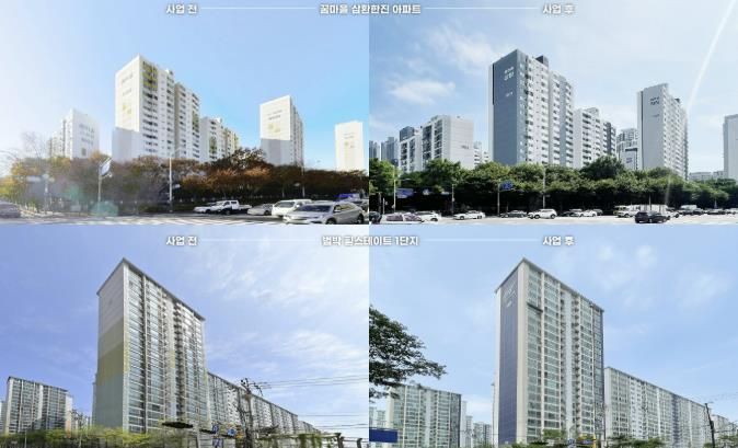 상반기 사업대상지(꿈마을 삼환한진 아파트, 범박 힐스테이트 1단지) 전, 후 모습