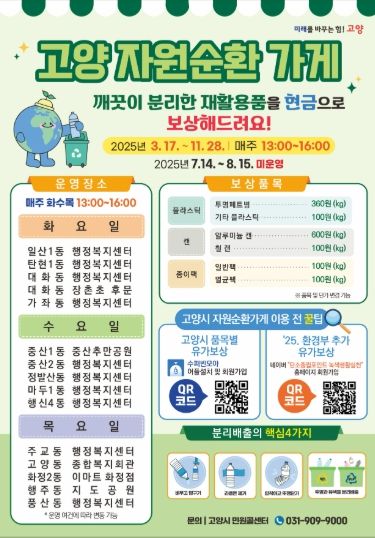 ‘고양 자원순환 가게’ 이용 안내문