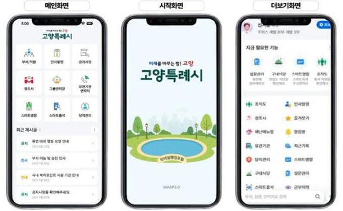 모바일 스마트 행정 포털 화면 구성